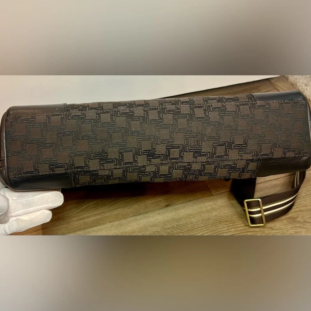 Dunhill Brown and Black Messenger Bag with Monogram Design
